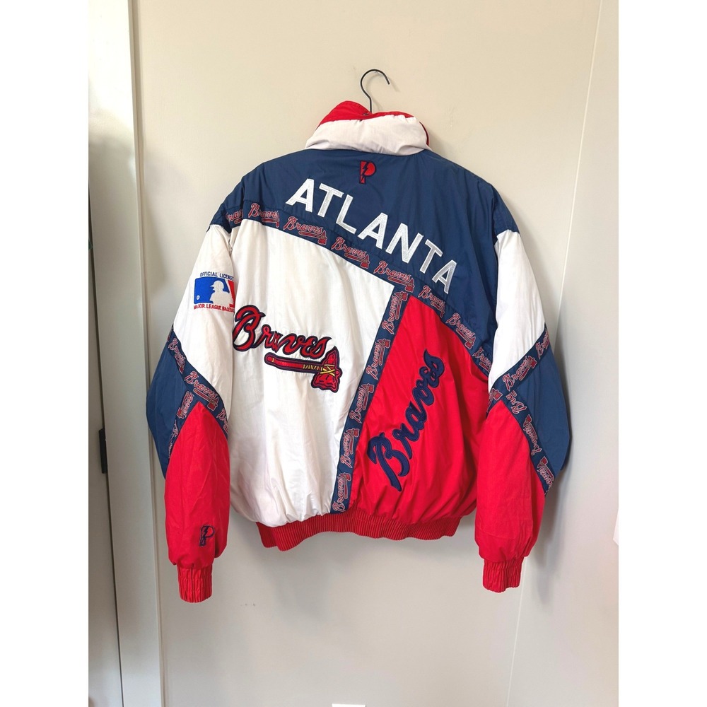 Vintage Pro Player Daniel Young Atlanta Braves Color Block MLB Puffer Jacket